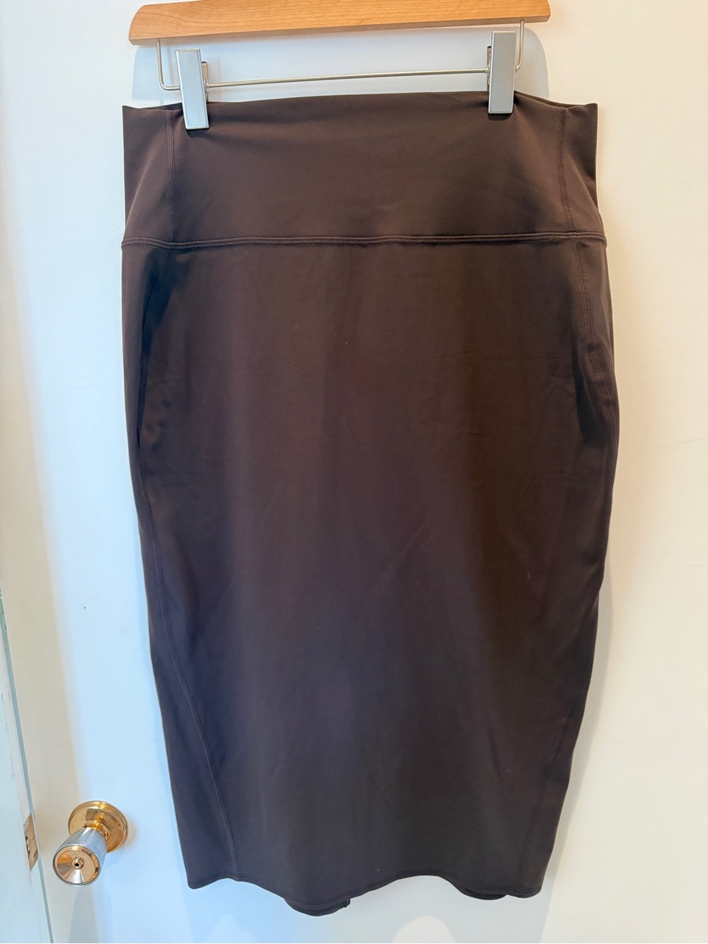 Lululemon Brown High Rise Midi Pencil Skirt Back Slit Size 14 Nulu Skirt NWOT